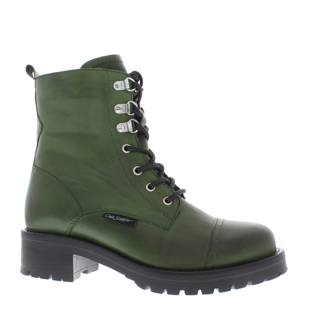 Carl Scarpa Blanca Chunky Lace Up Green Leather Ankle Boots